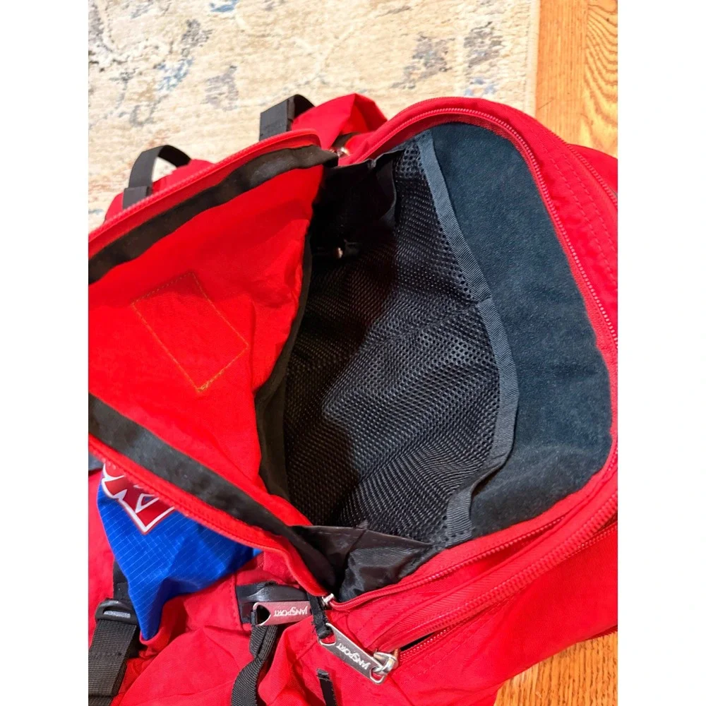JanSport Red Blue Multi Pocket Backpack Adjustable Straps Travel School Bag